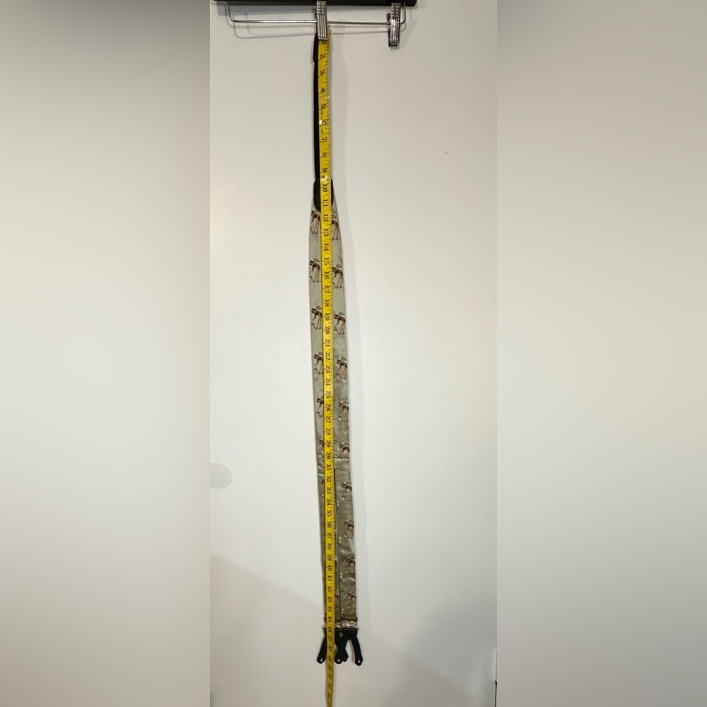 Cole Haan Suspenders Made In USA Beige Pin-up Woman Slow Curves Ahead Rare 50in. - Picture 12 of 13